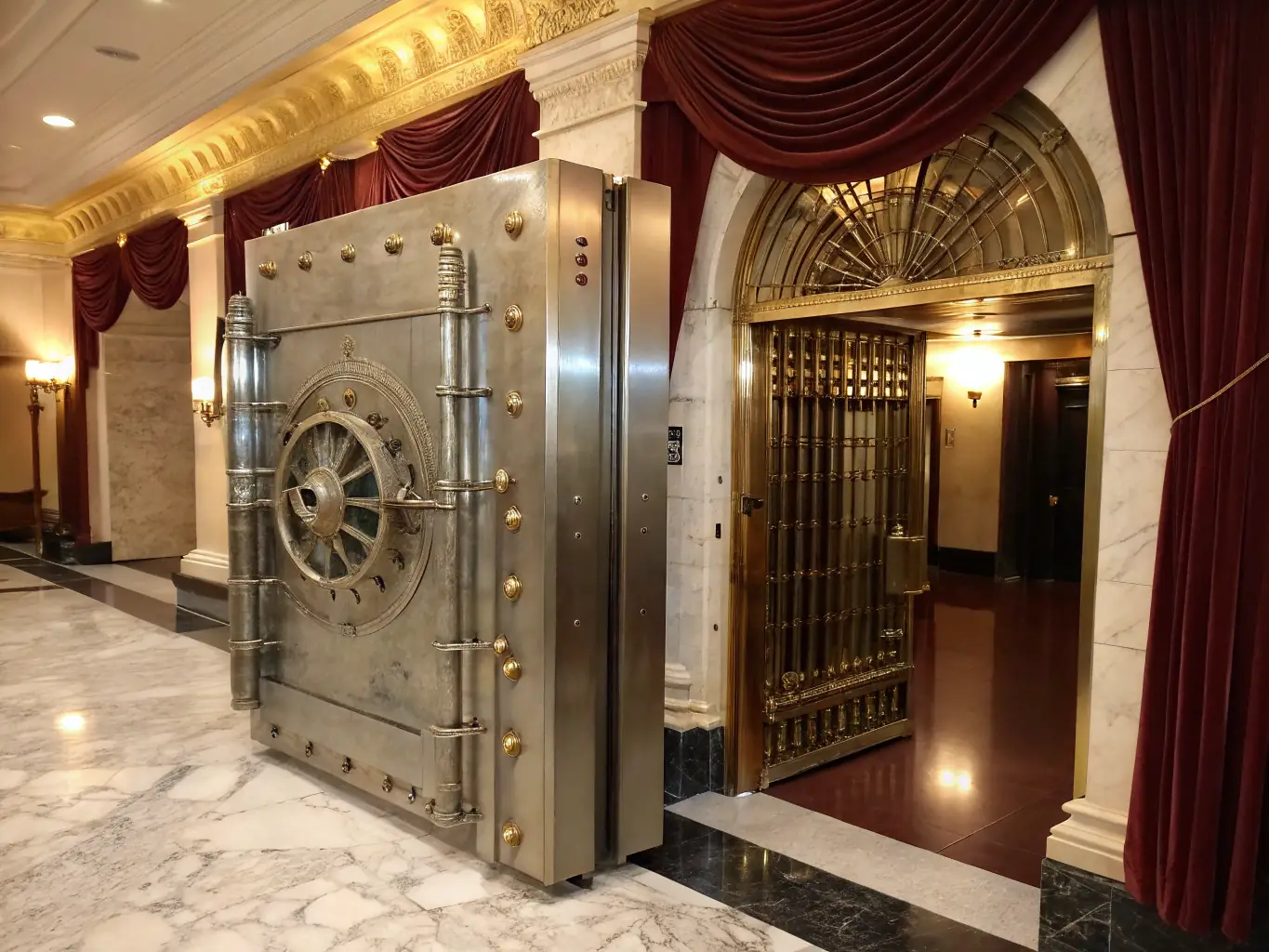 A modern, minimalist bank vault interior, emphasizing security and control. The image should convey a sense of safety and financial empowerment, suitable for illustrating self-banking concepts.