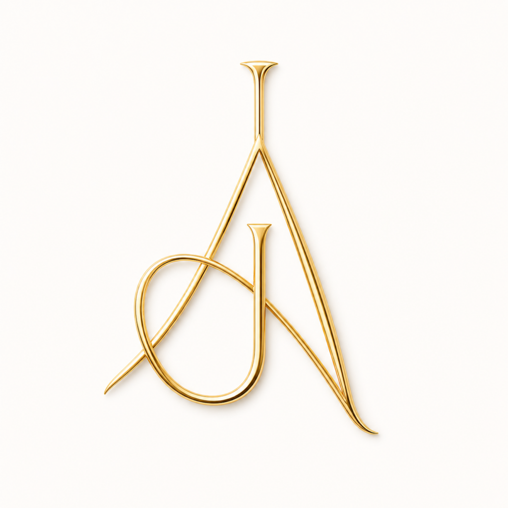 Gold AId monogram for Deb’s AI-assisted education and content support system