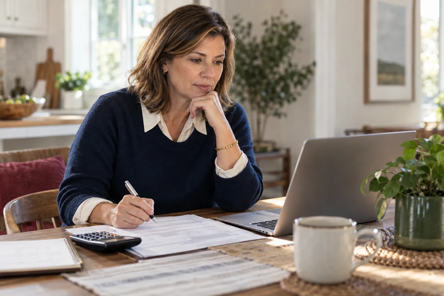 Federal employee reviewing FERS retirement benefits calculation worksheet