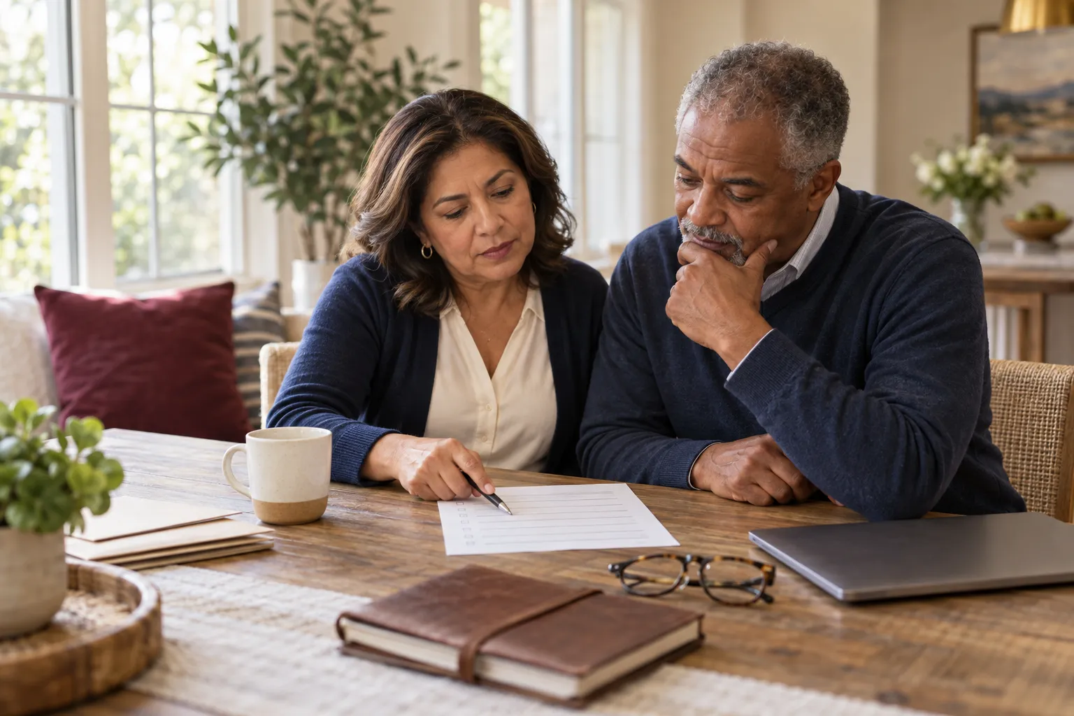 Military family reviewing a withdrawal strategy checklist together